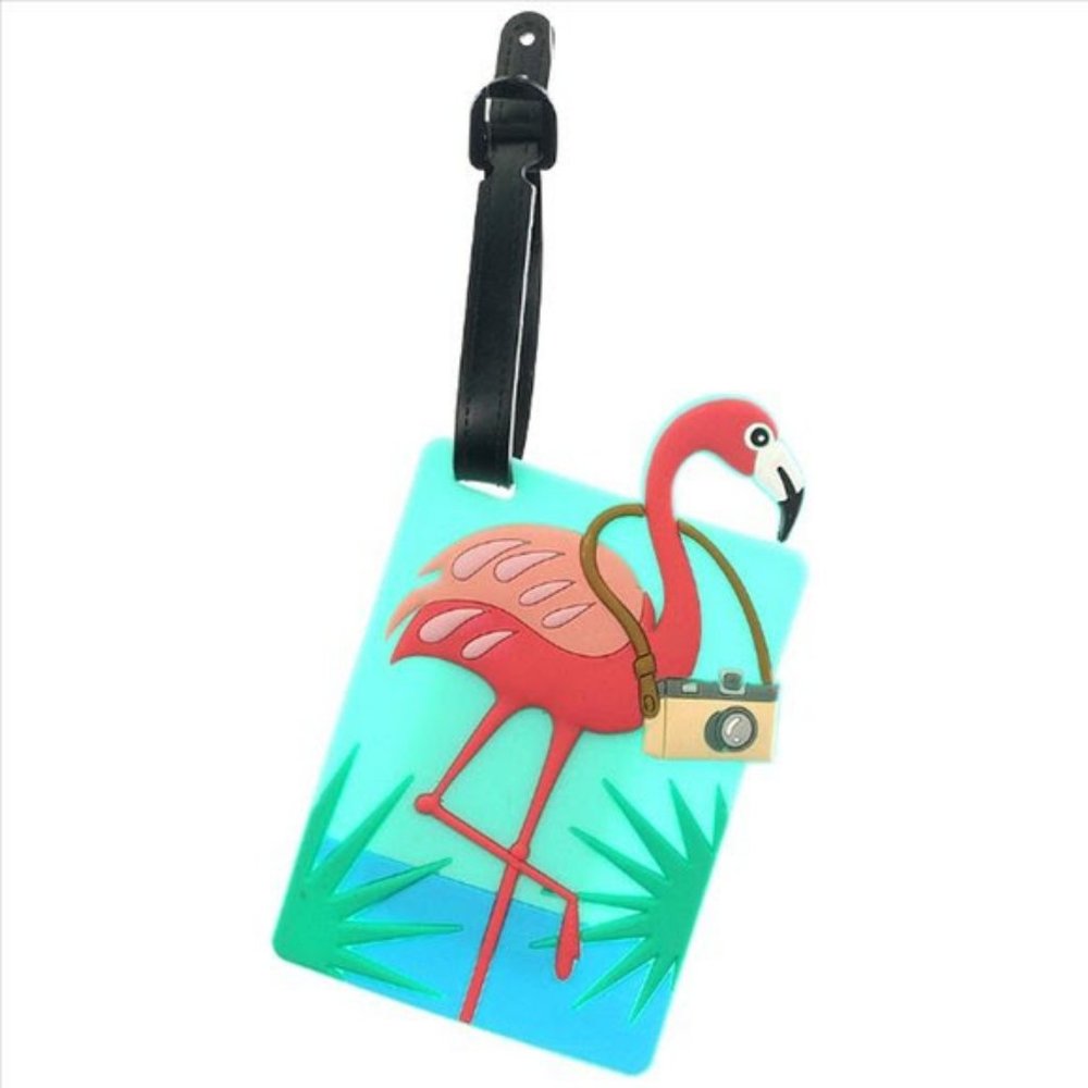 Flamingo with Camera Luggage Tag